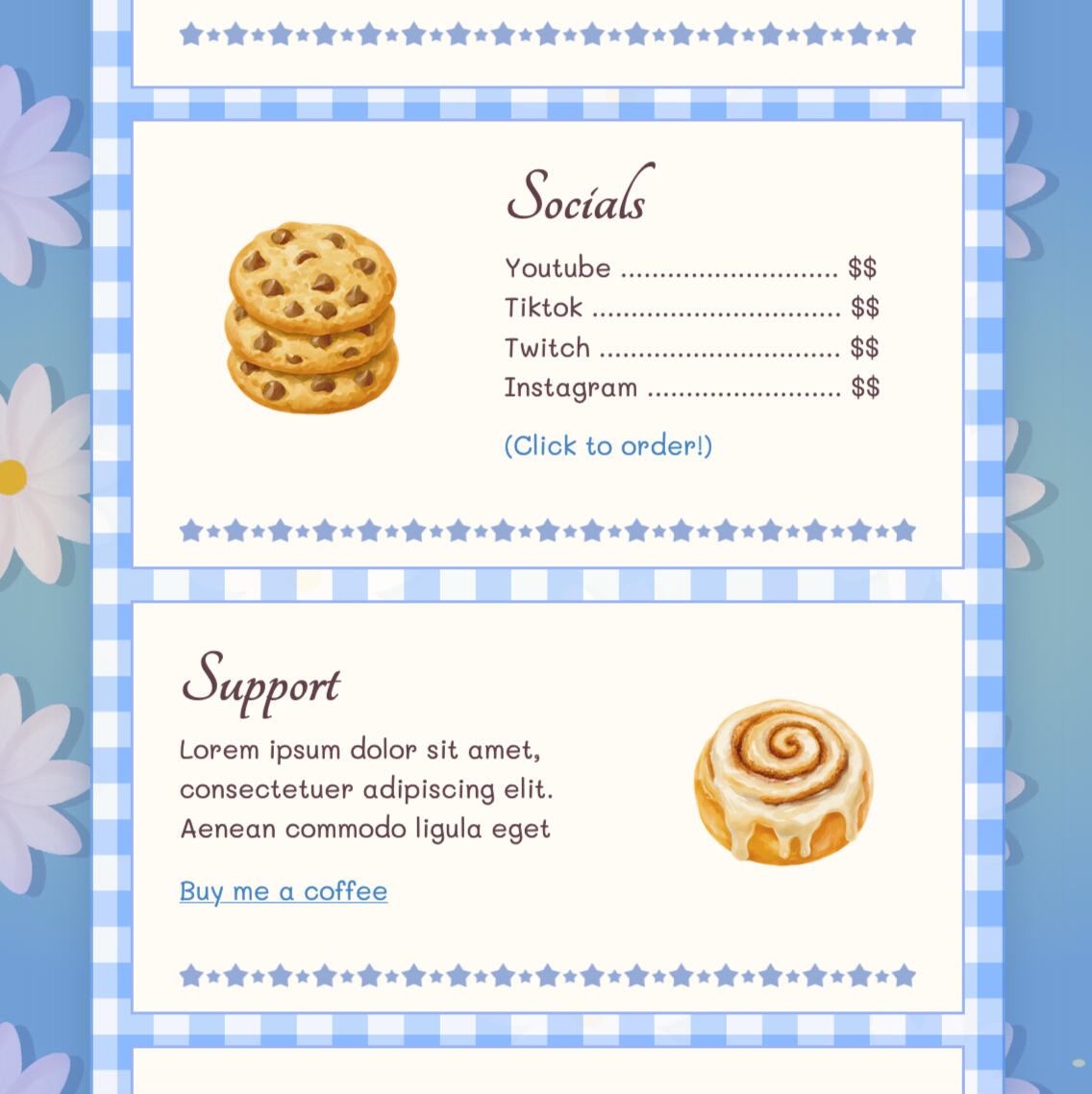 Picnic Dessert Cafe Menu Carrd Template Picnic Dessert Cafe Menu Carrd Template