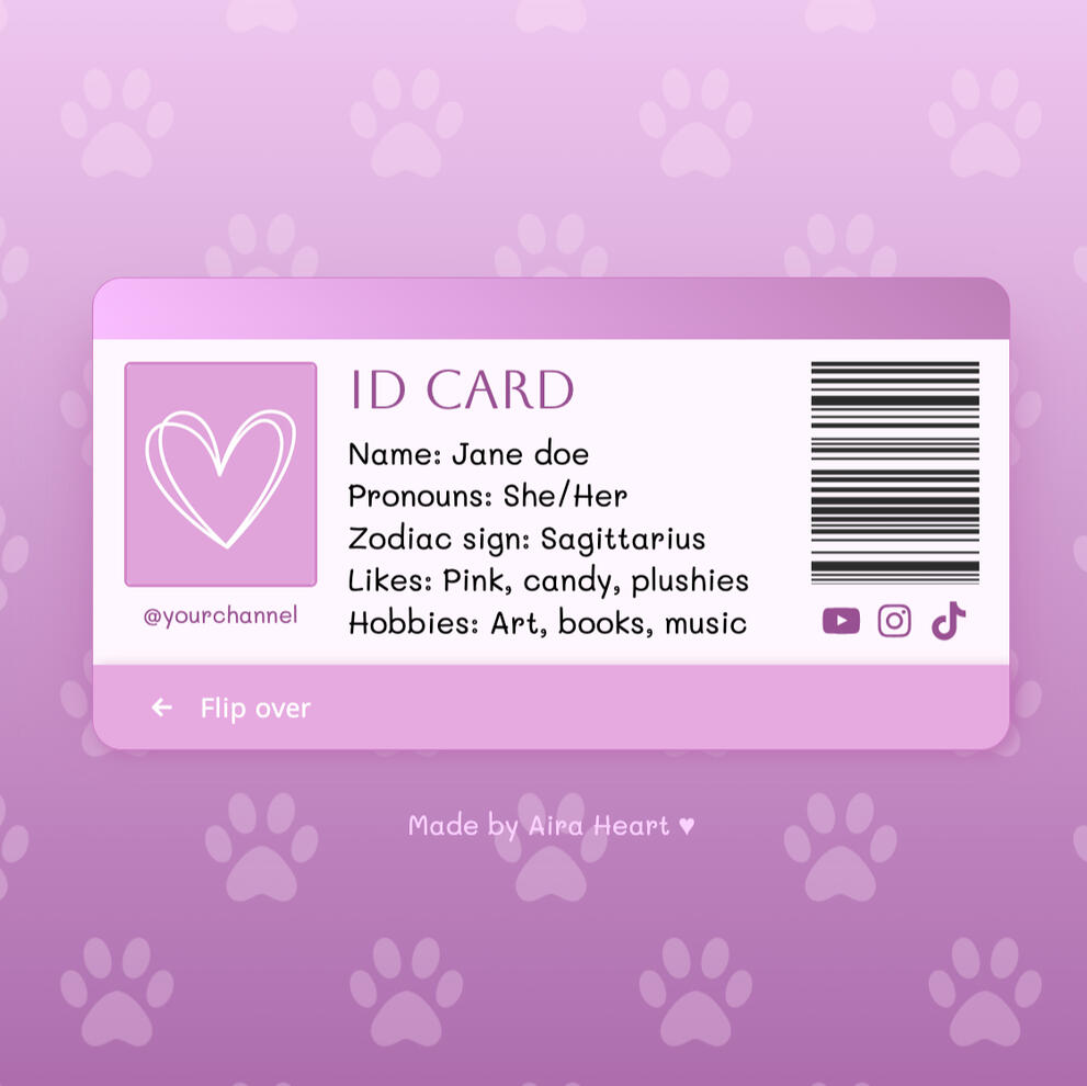 Cute Pink ID Card Carrd Template